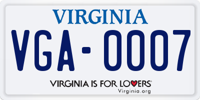 VA license plate VGA0007