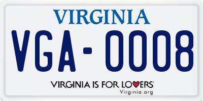 VA license plate VGA0008