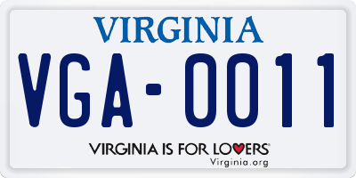 VA license plate VGA0011