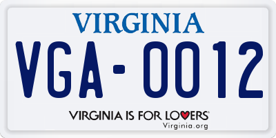 VA license plate VGA0012