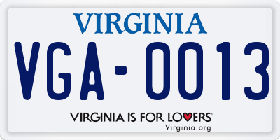 VA license plate VGA0013