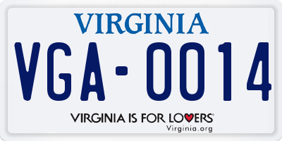 VA license plate VGA0014