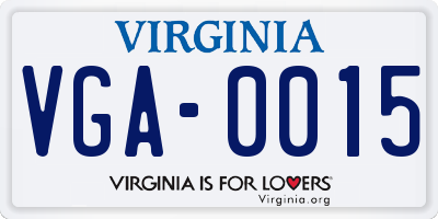 VA license plate VGA0015