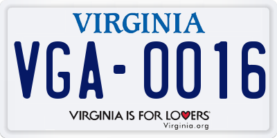 VA license plate VGA0016