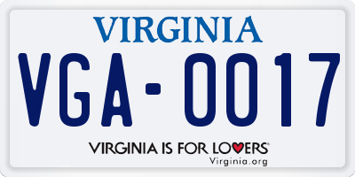 VA license plate VGA0017