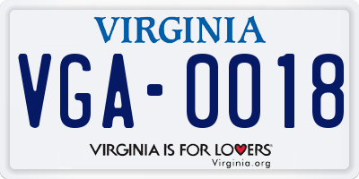 VA license plate VGA0018