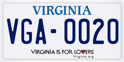VA license plate VGA0020