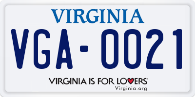 VA license plate VGA0021