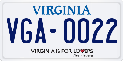 VA license plate VGA0022