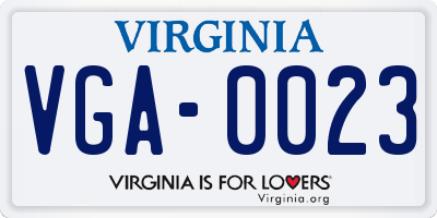 VA license plate VGA0023