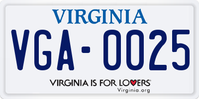 VA license plate VGA0025
