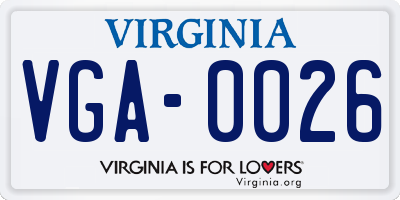 VA license plate VGA0026