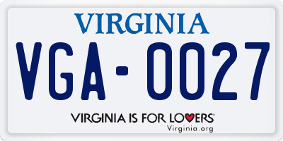 VA license plate VGA0027