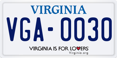VA license plate VGA0030
