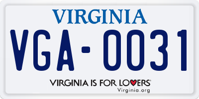 VA license plate VGA0031