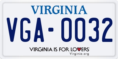 VA license plate VGA0032