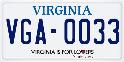 VA license plate VGA0033