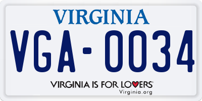VA license plate VGA0034
