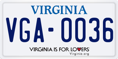 VA license plate VGA0036