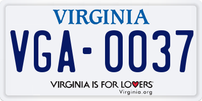 VA license plate VGA0037