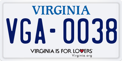 VA license plate VGA0038