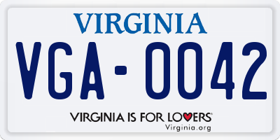VA license plate VGA0042