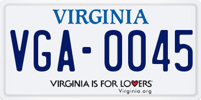 VA license plate VGA0045