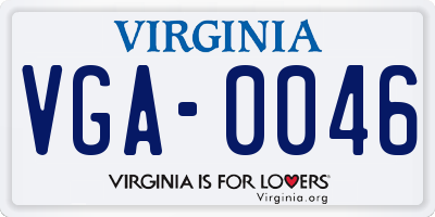 VA license plate VGA0046