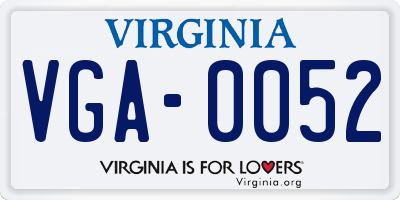 VA license plate VGA0052