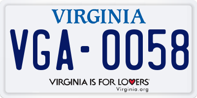 VA license plate VGA0058