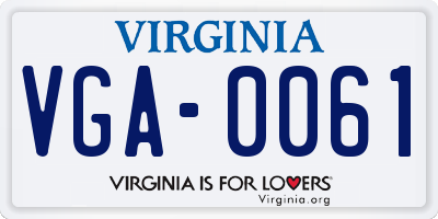 VA license plate VGA0061