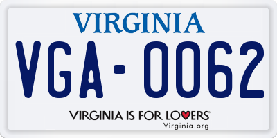 VA license plate VGA0062