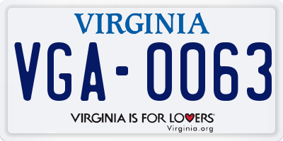 VA license plate VGA0063