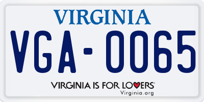 VA license plate VGA0065