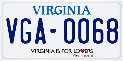 VA license plate VGA0068