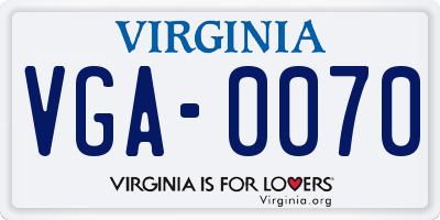 VA license plate VGA0070