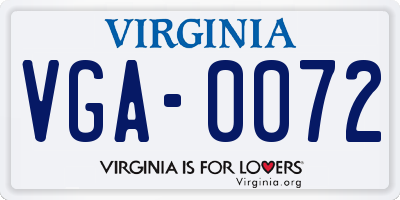 VA license plate VGA0072