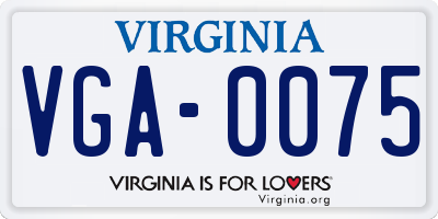 VA license plate VGA0075
