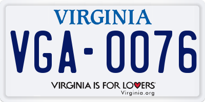 VA license plate VGA0076