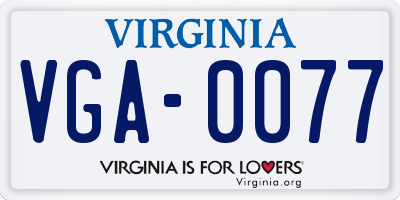 VA license plate VGA0077