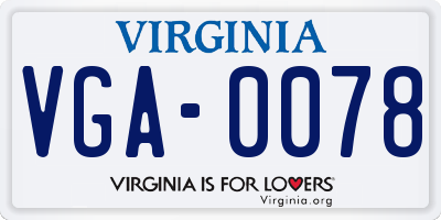 VA license plate VGA0078