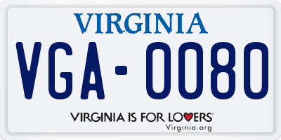 VA license plate VGA0080
