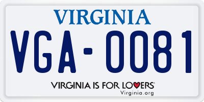 VA license plate VGA0081