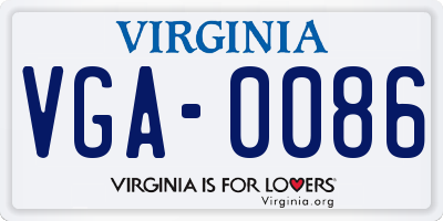 VA license plate VGA0086