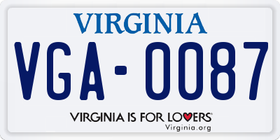 VA license plate VGA0087