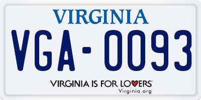 VA license plate VGA0093