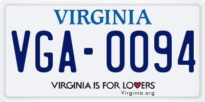VA license plate VGA0094