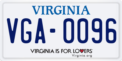 VA license plate VGA0096