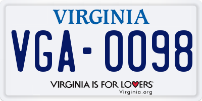 VA license plate VGA0098