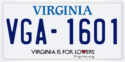 VA license plate VGA1601